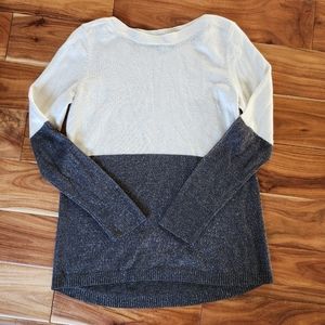 Apt. 9 Women's Cream Charcoal Sparkle Sweater Crew Neck Size S